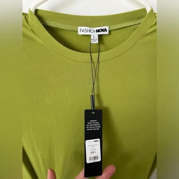 🔥NEW🔥 Green Fashion Nova Long Sleeve Ruched Maxi Dress - L - Picture 6 of 10